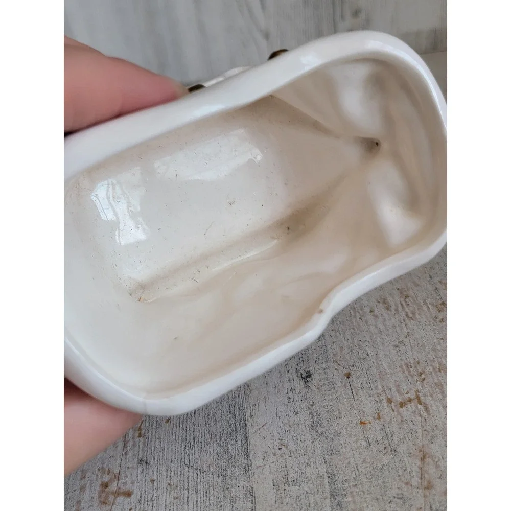 Vintage AS IS Santa Claus sled mini ceramic Xmas candle holder home decor